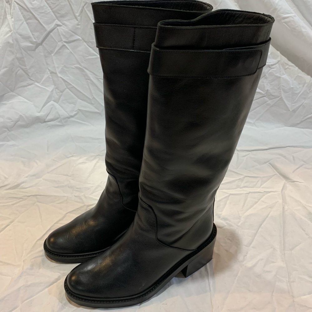 HELMUT LANG SLOUCH TALL HEELED BOOT LEATHER BLACK